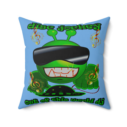 disc jockey - Spun Polyester Square Pillow - (light blue)