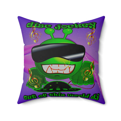 disc jockey - Spun Polyester Square Pillow - (purple-pink wave)