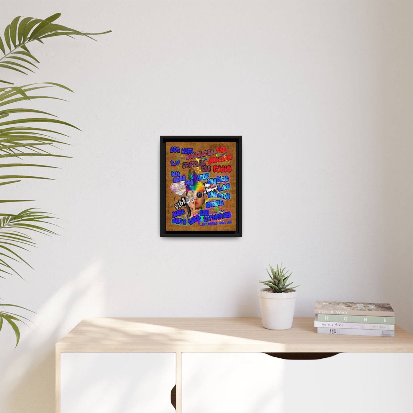 drop the beat - framed canvas art (brown papyrus)