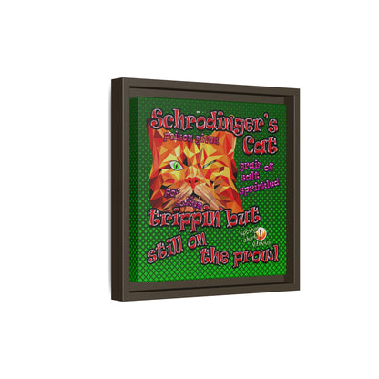 schrodinger's cat - framed canvas art (logo green)