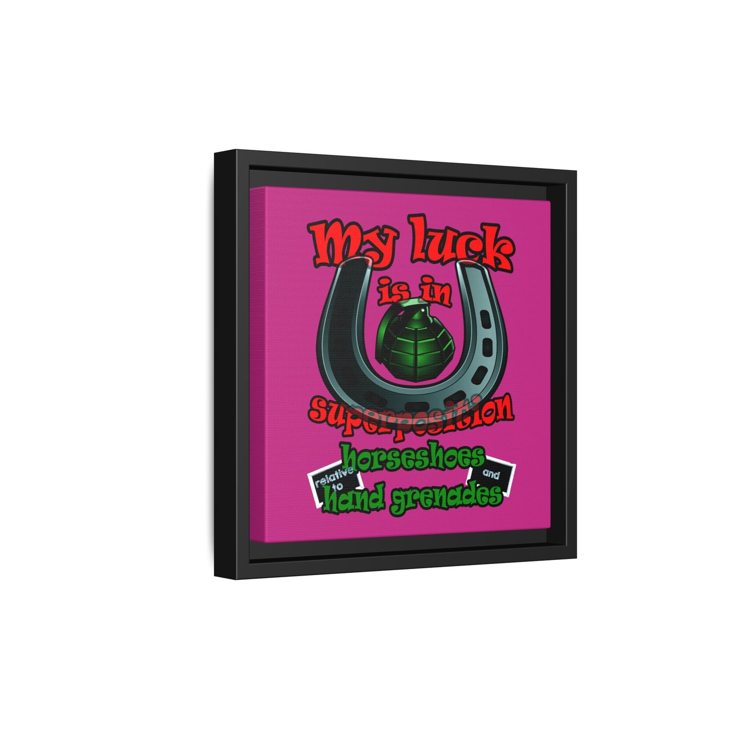 my luck - framed canvas art (pink)