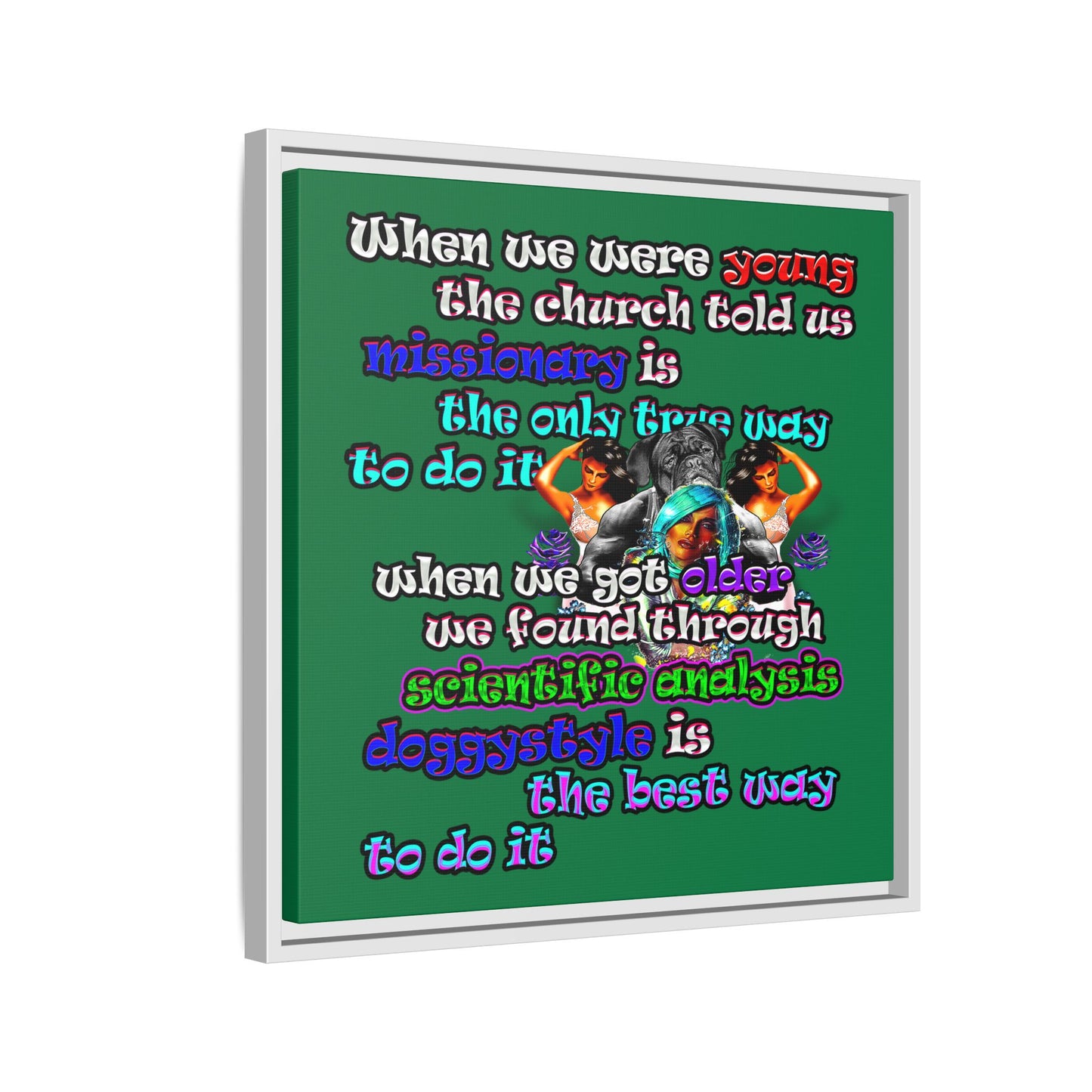 doggystyle - framed canvas art (dark green)