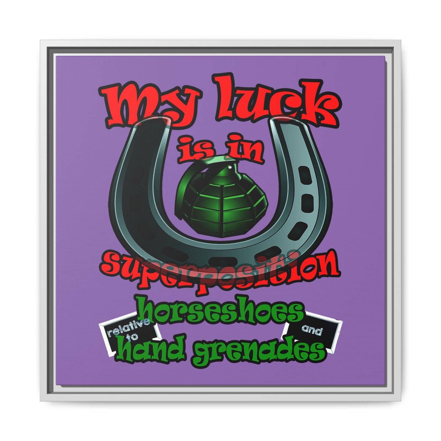 my luck - framed canvas art (light purple)