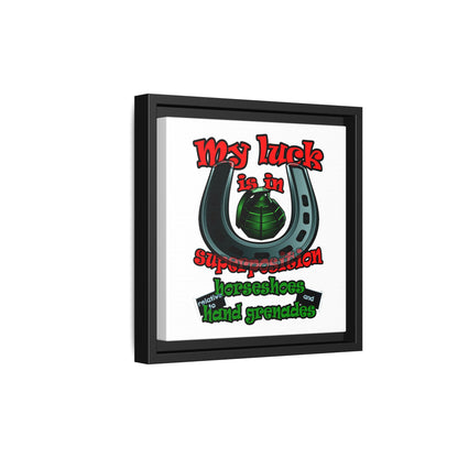 my luck - framed canvas art (white)