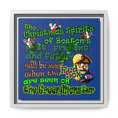 christmas spirits of boston - framed canvas art (dark blue)