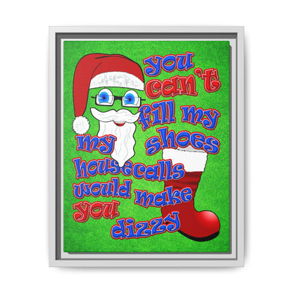 santa's shoes - framed canvas art (green turf)