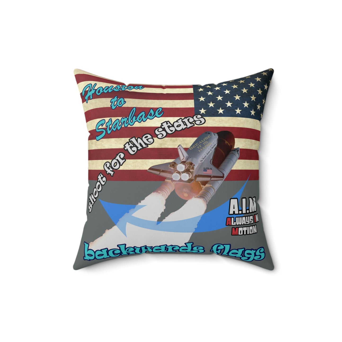 shoot for the stars - Spun Polyester Square Pillow - (dark grey)