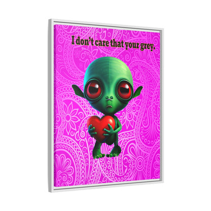 I don't care that your grey - framed canvas art (pink swirl)