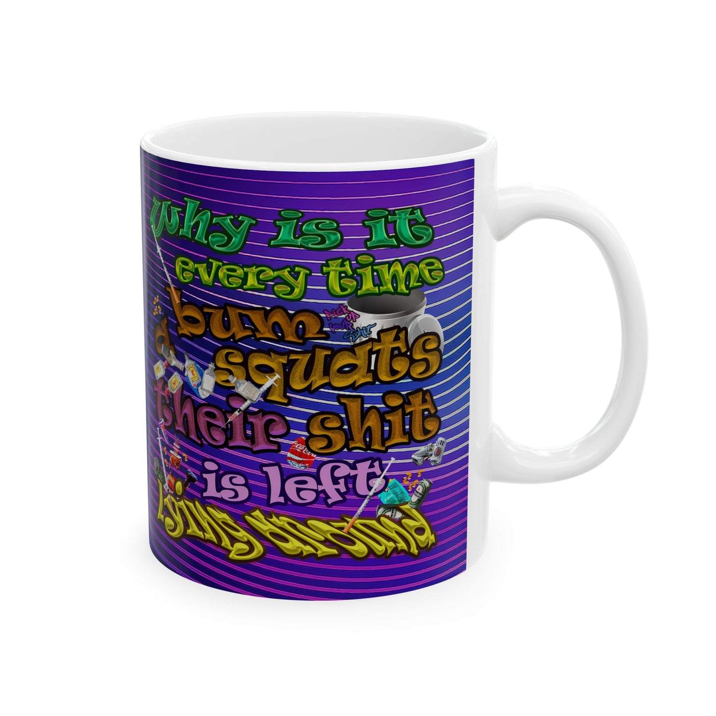 the bum's shit - White Mug (purple wave)