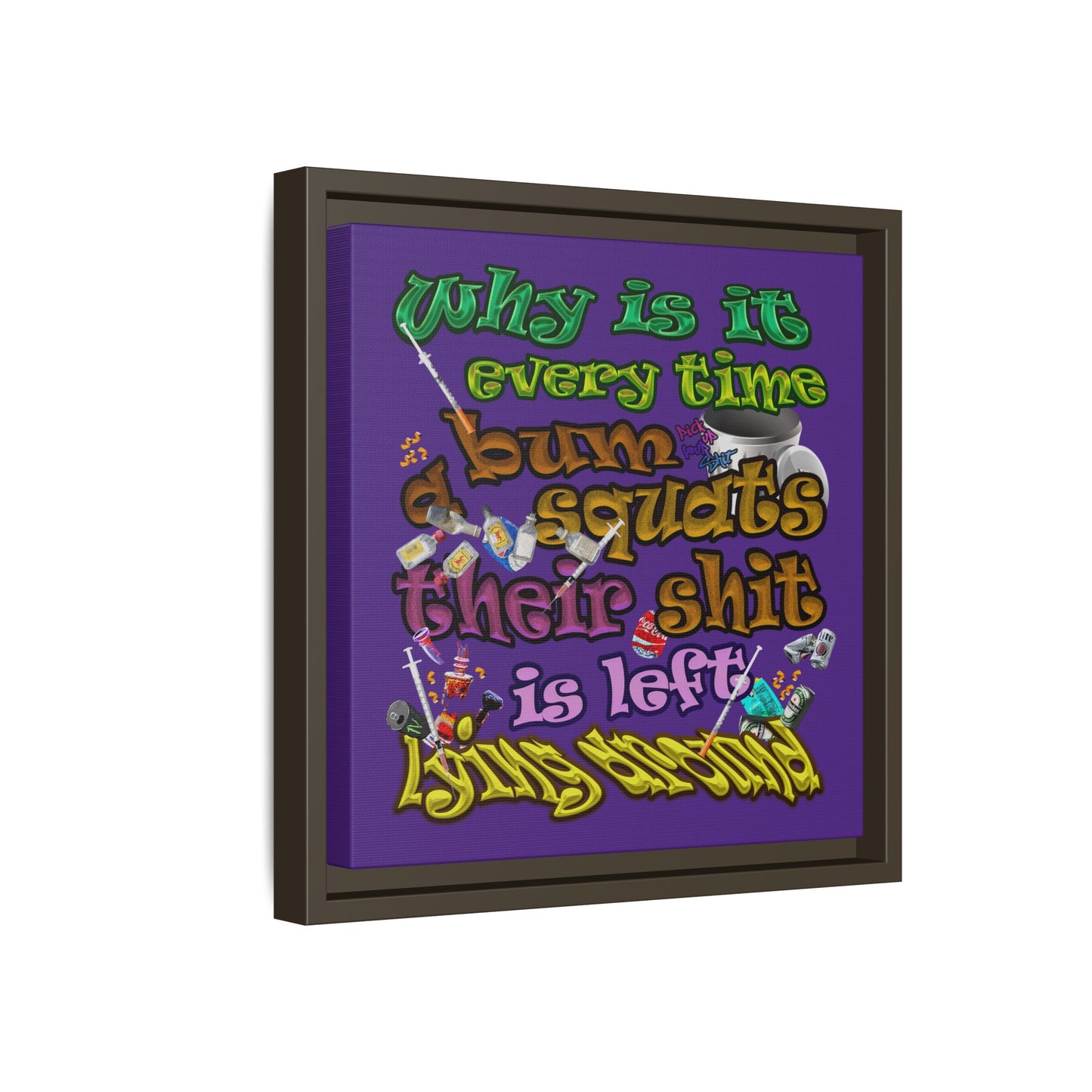 the bum's shit - framed canvas art (purple)