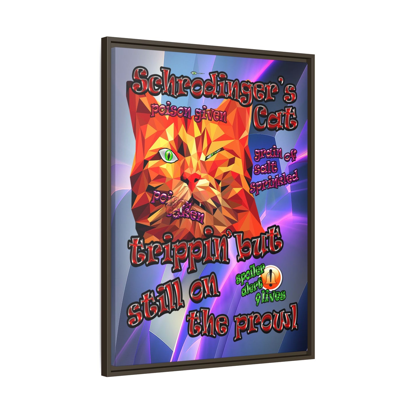 schrodinger's cat - framed canvas art (grey-pink wave)