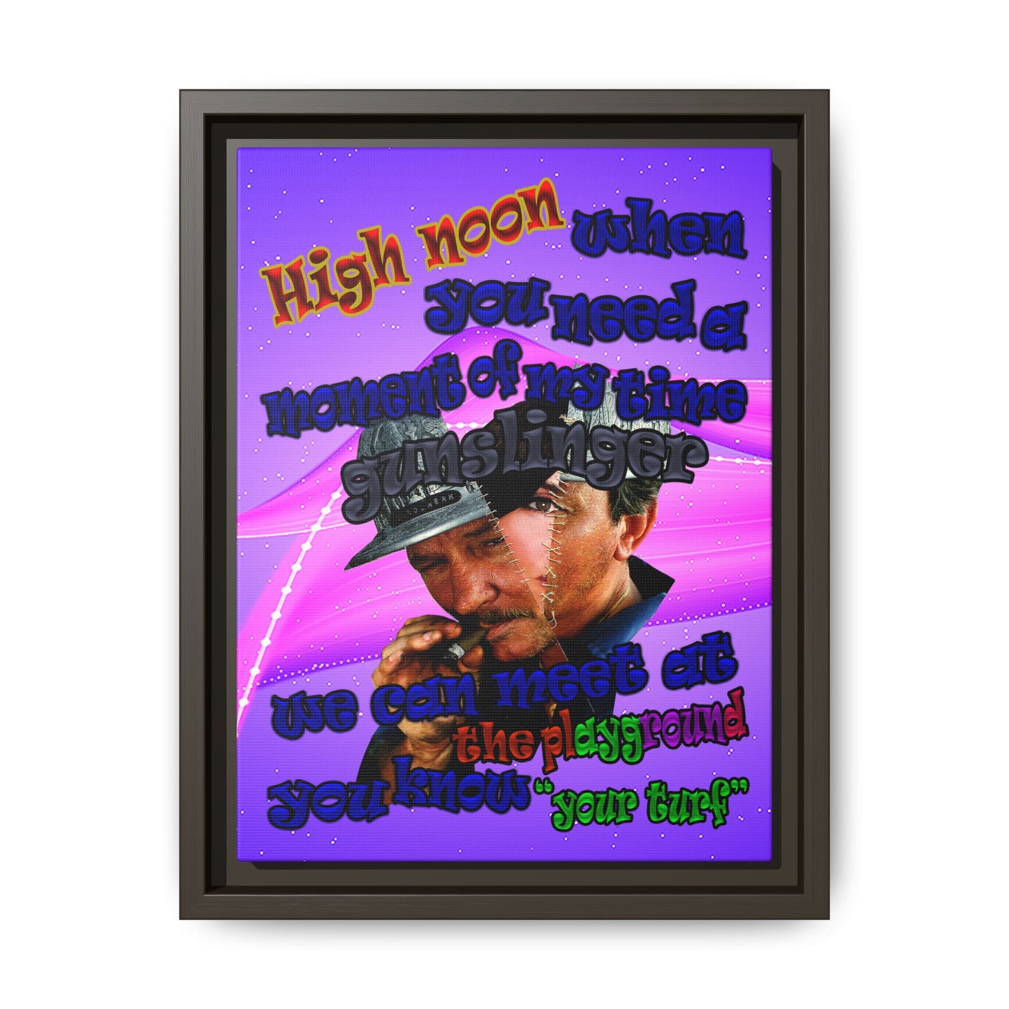 high noon - framed canvas art (purple-pink wave)