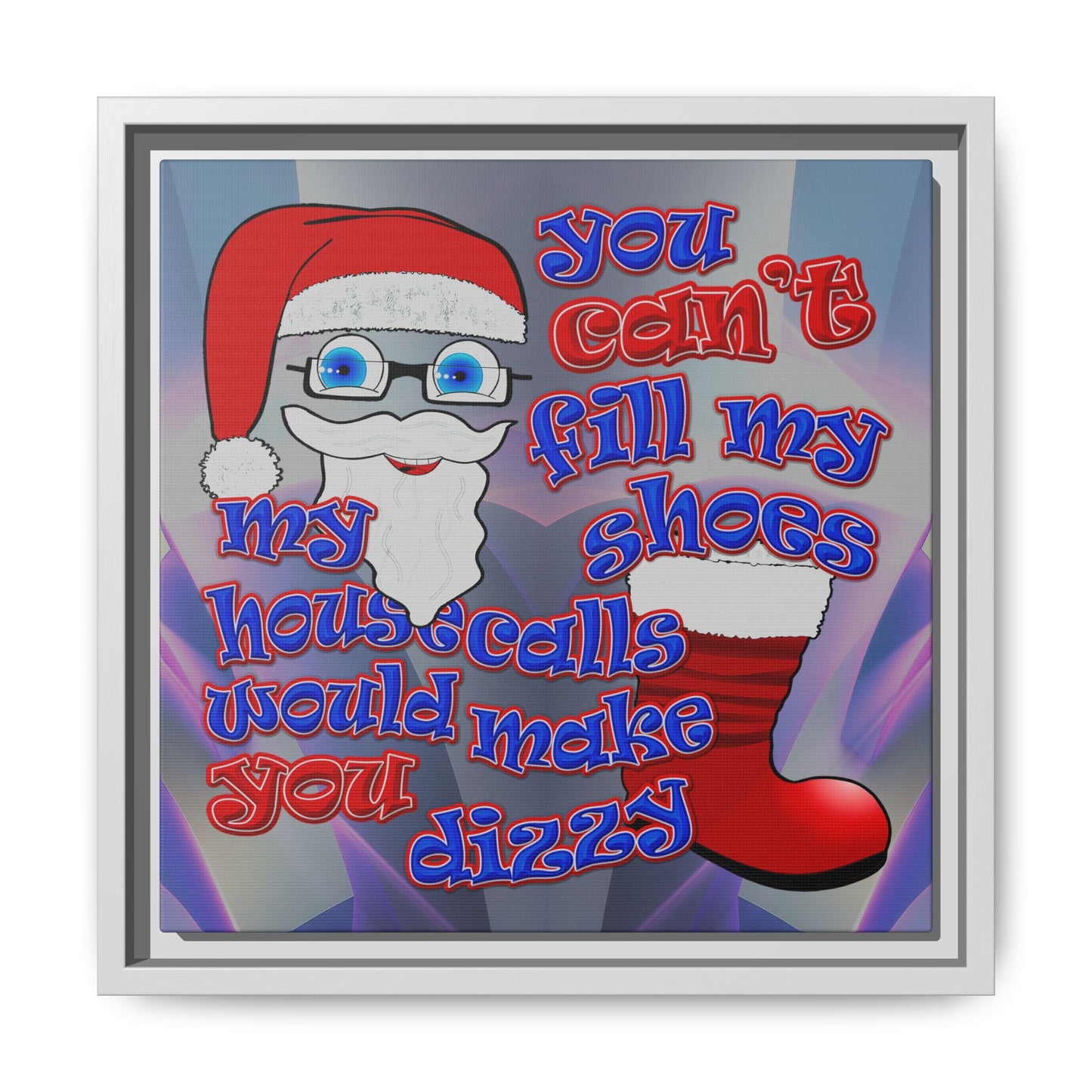 santa's shoes - framed canvas art (grey-pink wave)