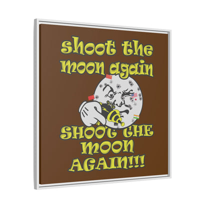 shoot the moon again - framed canvas art (brown)