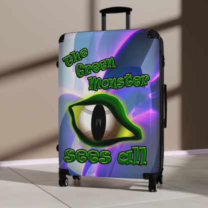 green monster - Suitcase (grey-pink wave)