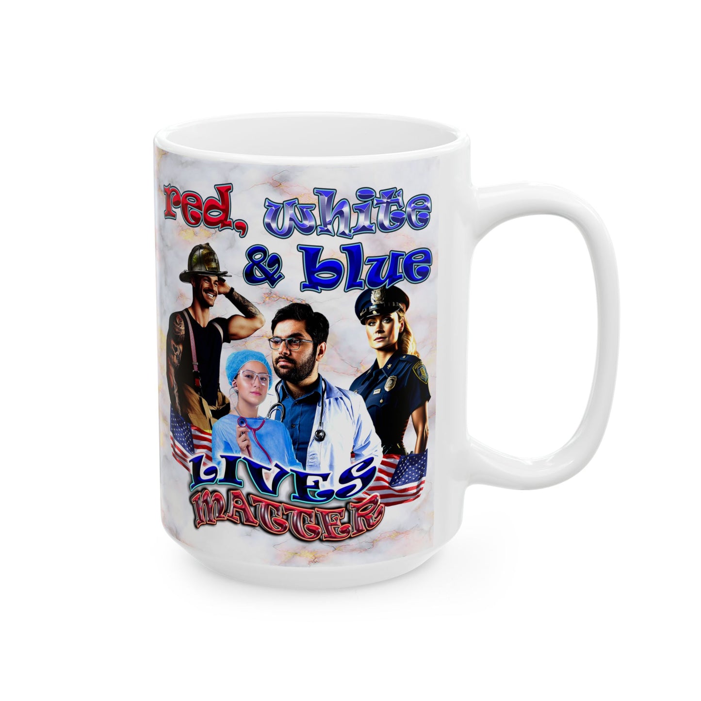 rw&b lives matter - White Mug (white marble)