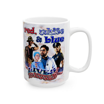 rw&b lives matter - White Mug (white marble)