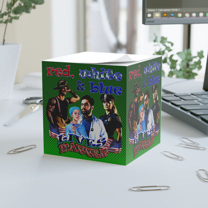 rw&b lives matter - note cube (logo green)