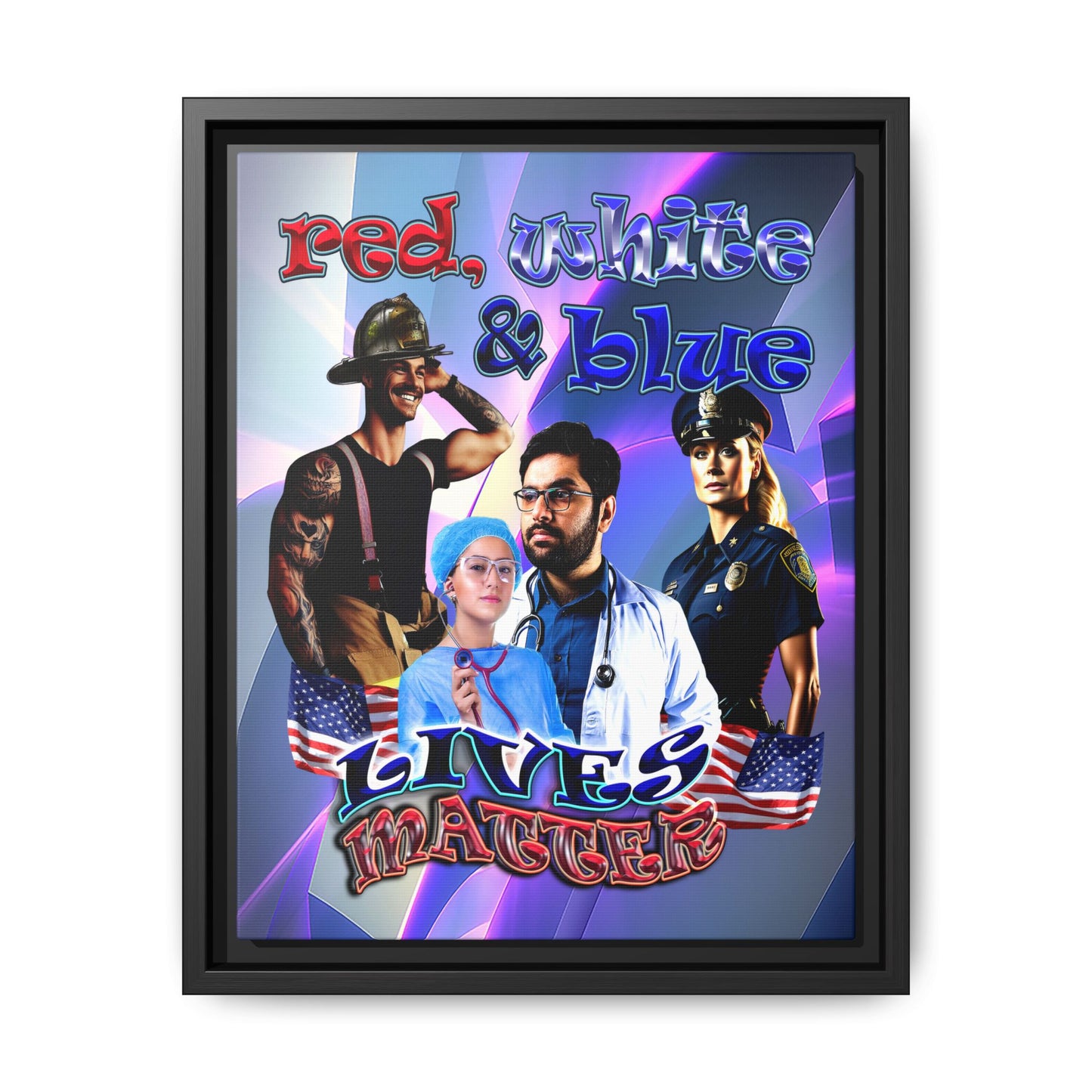 rw&b lives matter - framed canvas art (grey-pink wave)