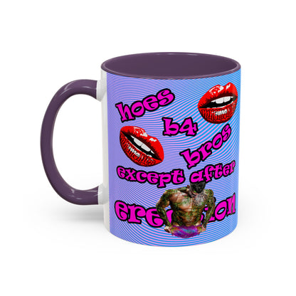 hoes b4 bros - Accent Mug (light blue-purple wave)