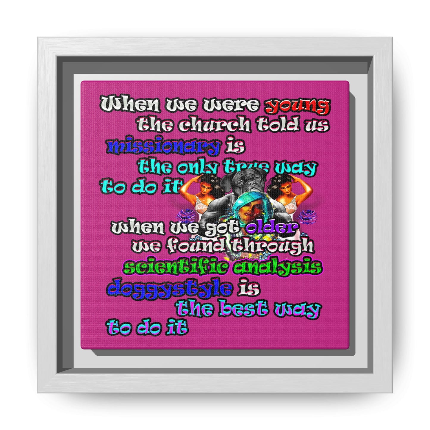 doggystyle - framed canvas art (pink)