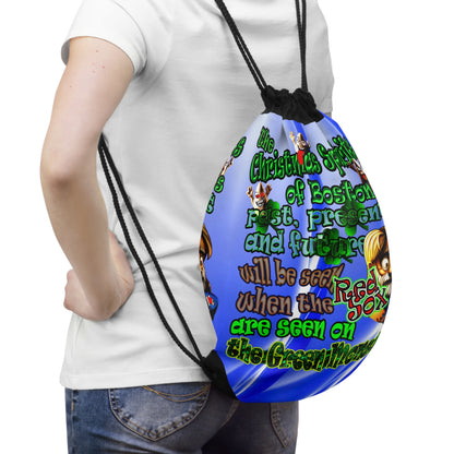 christmas spirits of boston - Drawstring Bag (blue-white wave)