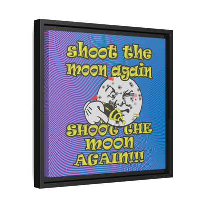 shoot the moon again - framed canvas art (light blue-purple wave)