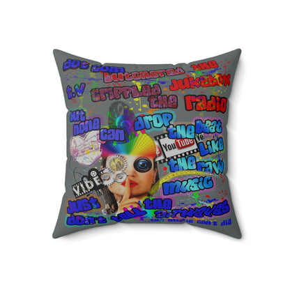 drop the beat - Spun Polyester Square Pillow - (dark grey)