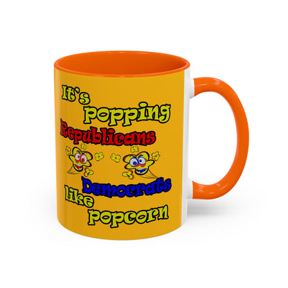 popping like popcorn - Accent Mug (yellow)