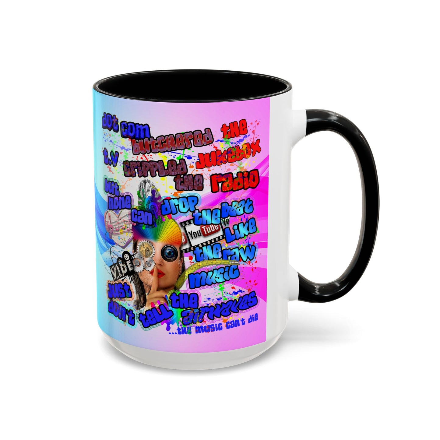 drop the beat - Accent Mug (light blue-pink wave)