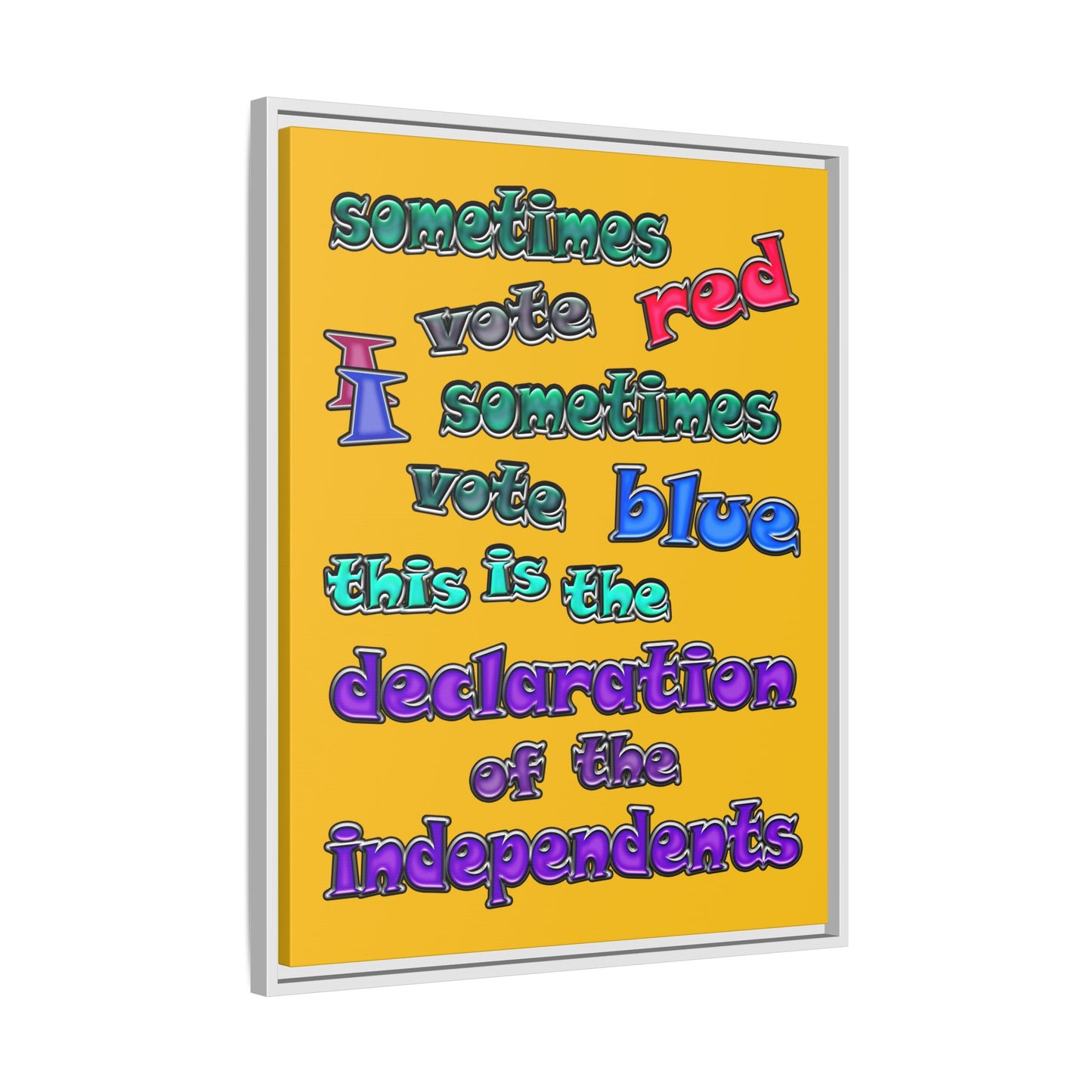 declaration of the independents - framed canvas art (yellow)