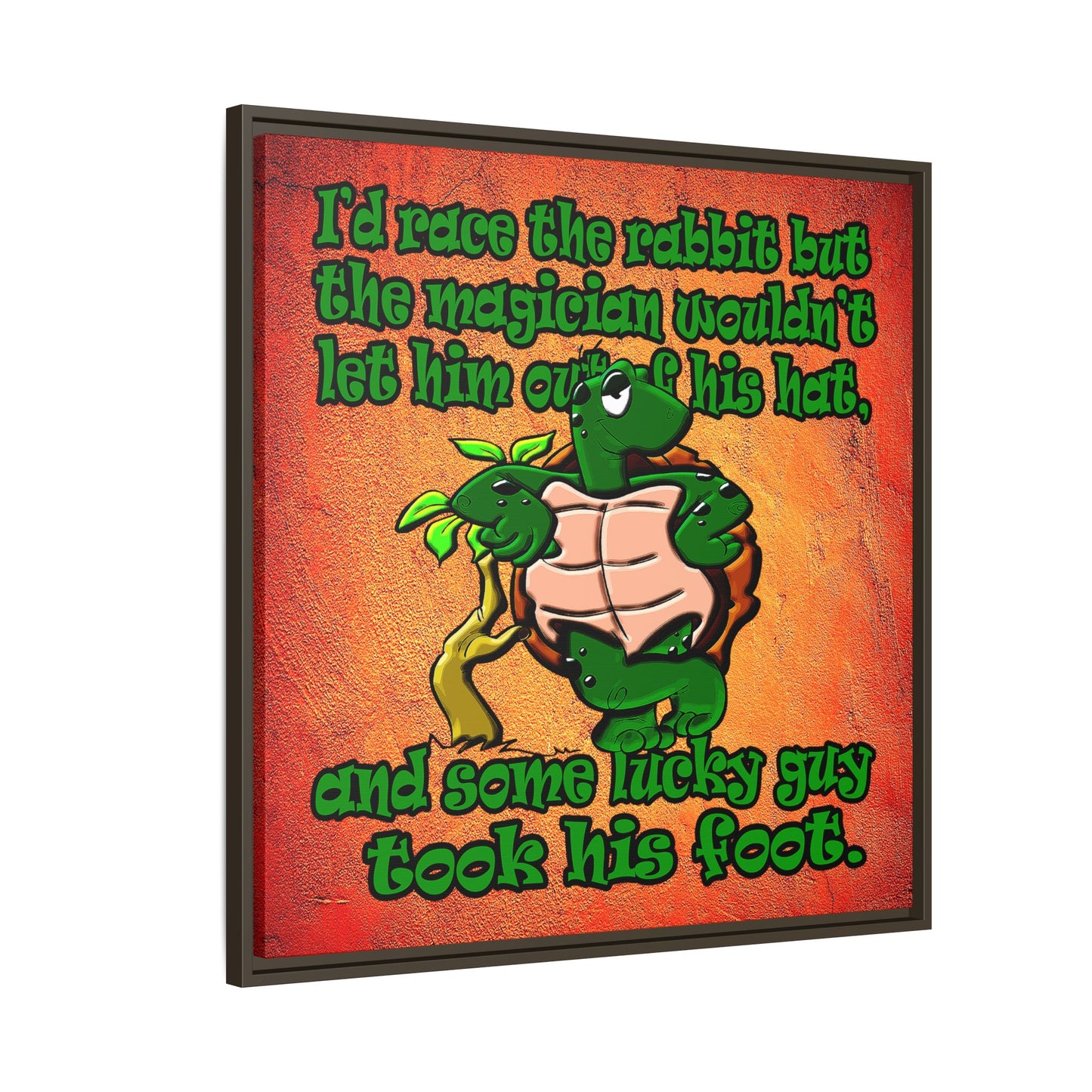 turtle race - framed canvas art (burnt orange)