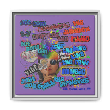 drop the beat - framed canvas art (light purple)