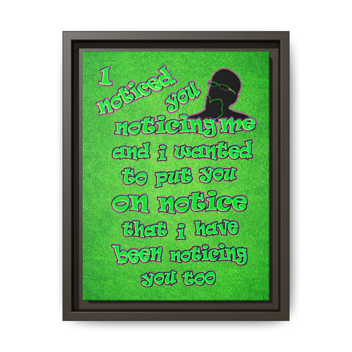 noticed you noticing - framed canvas art (green turf)