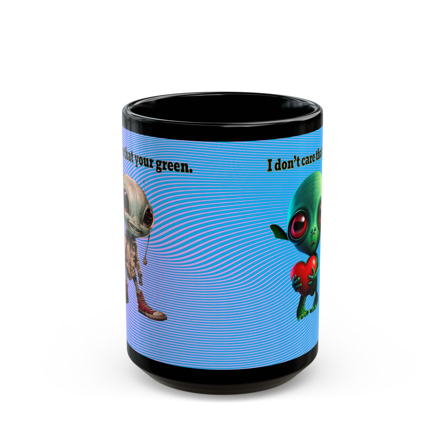 I don't care that your grey - Black Mug (light blue-purple wave)