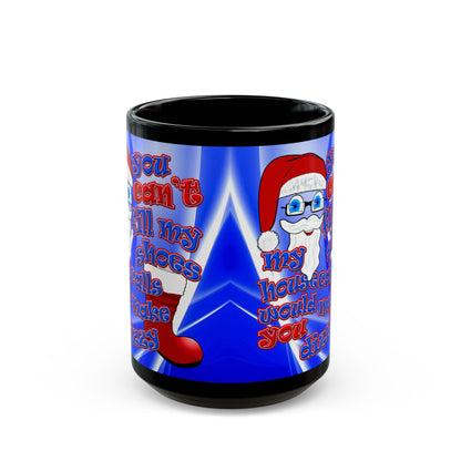santa's shoes - Black Mug (blue-white wave)