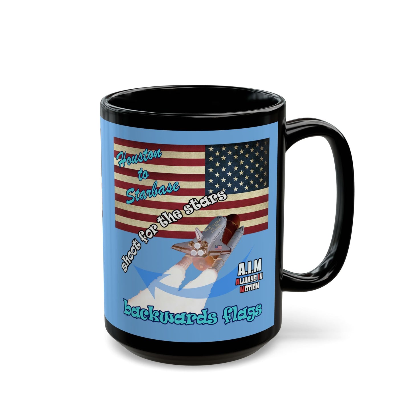 shoot for the stars - Black Mug (light blue)