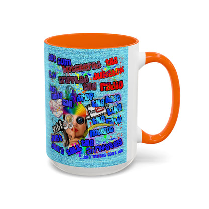 drop the beat - Accent Mug (faded blue)