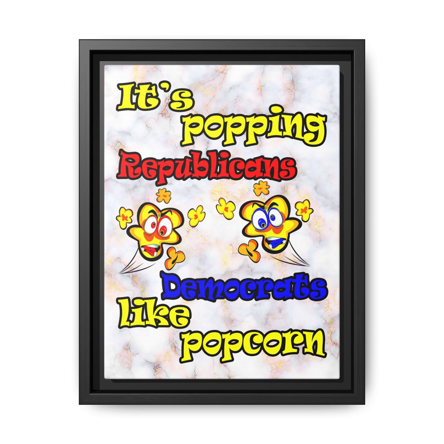 popping like popcorn - framed canvas art (white marble)