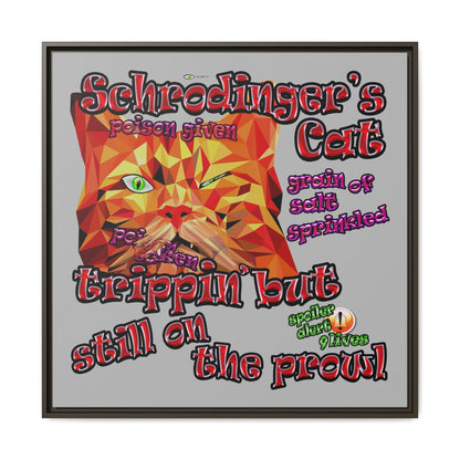 schrodinger's cat - framed canvas art (light grey)