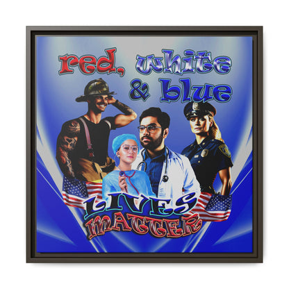 rw&b lives matter - framed canvas art (blue-white wave)