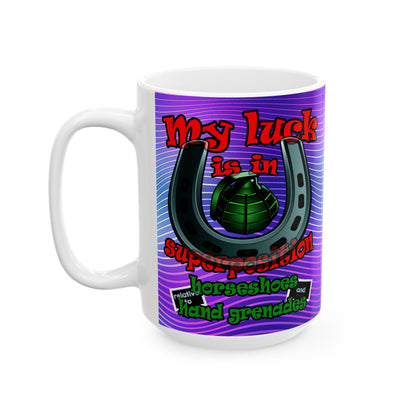 my luck - White Mug (purple wave)