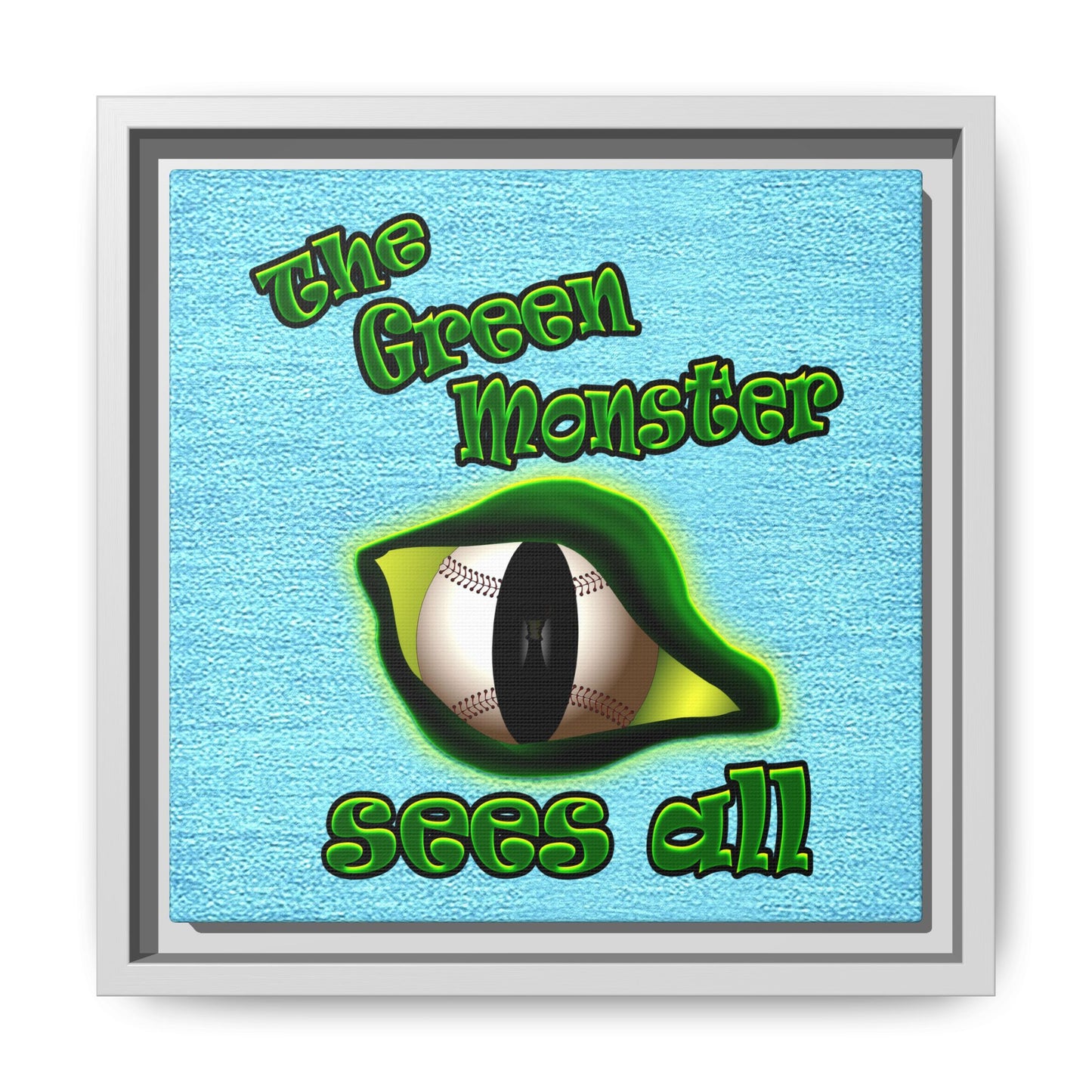 green monster - framed canvas art (faded blue)