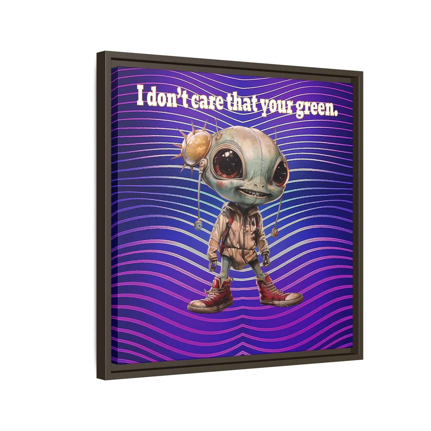 I don't care that your green - framed canvas art (purple wave)