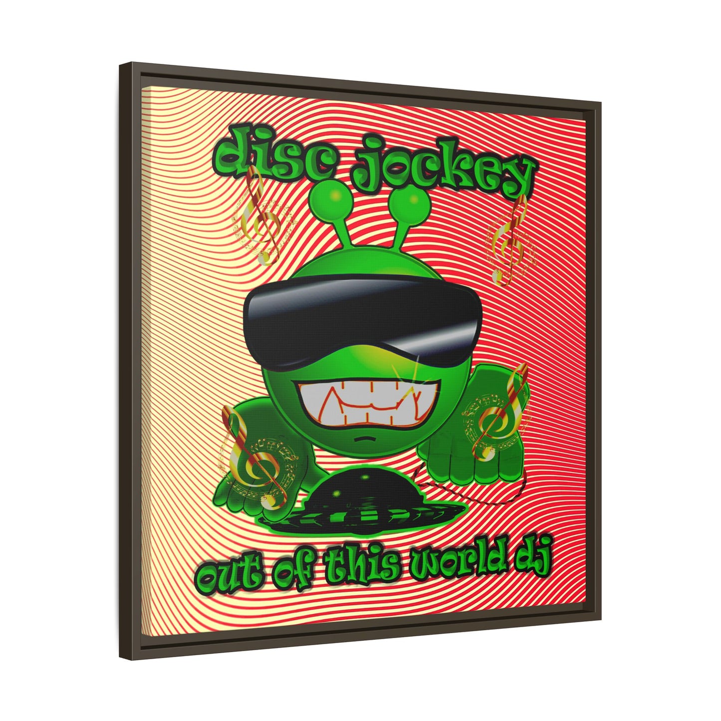 disc jockey - framed canvas art (yellow-orange wave)