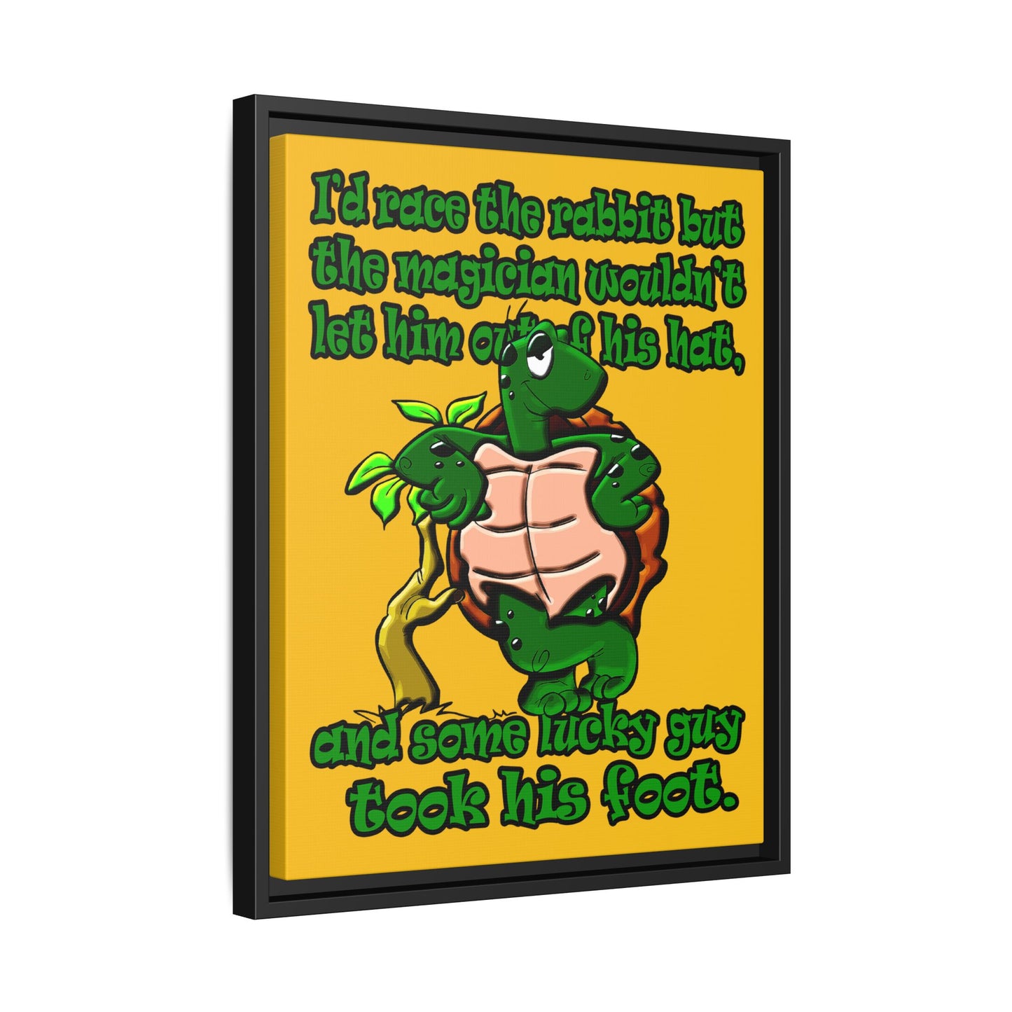 turtle race - framed canvas art (yellow)