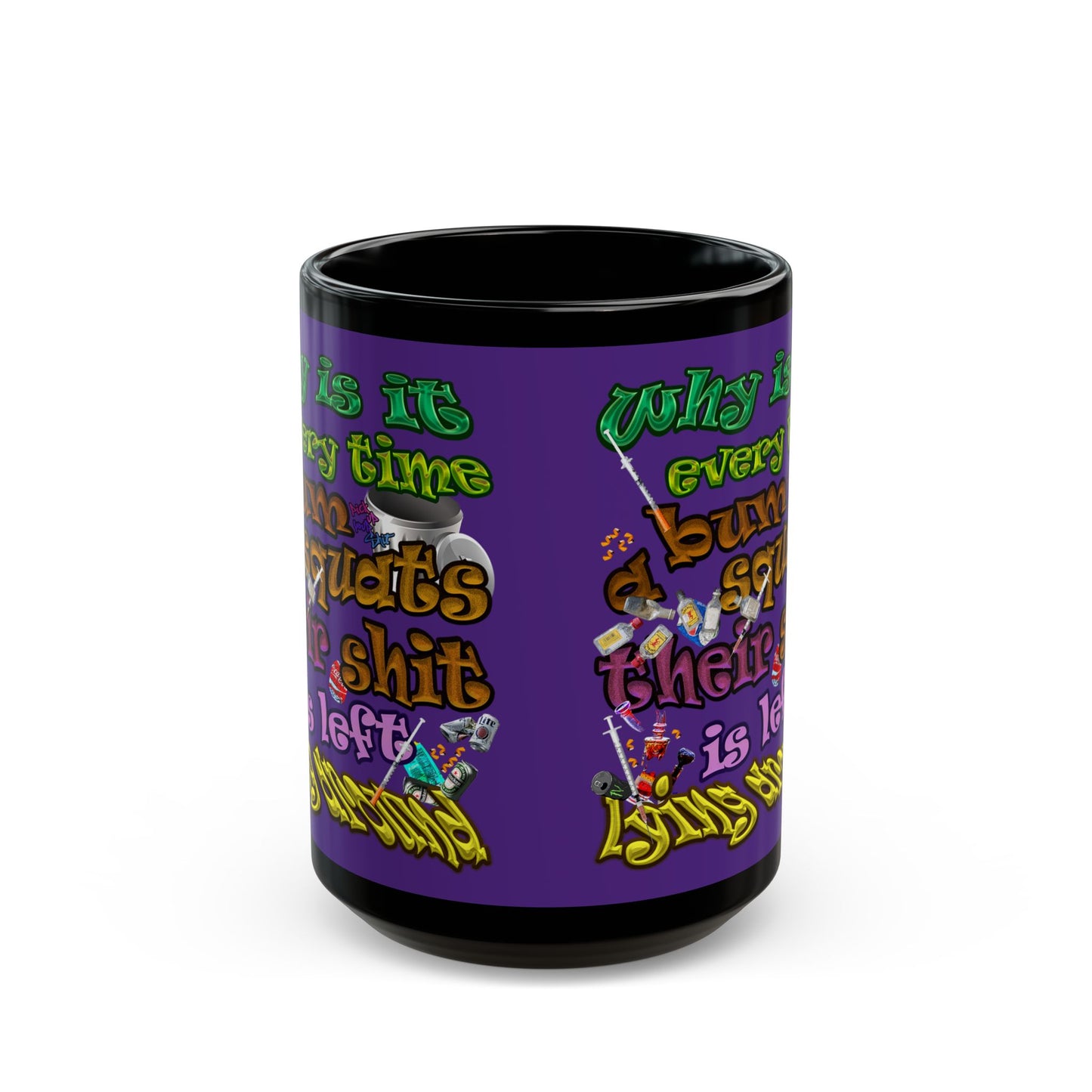 the bum's shit - Black Mug (purple)
