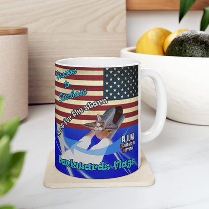 shoot for the stars - White Mug (blue-white wave)