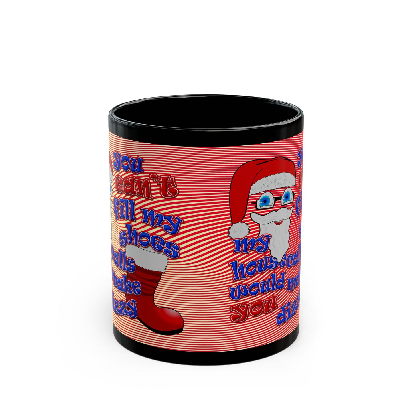 santa's shoes - Black Mug (yellow-orange wave)