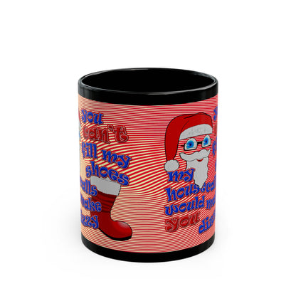 santa's shoes - Black Mug (yellow-orange wave)